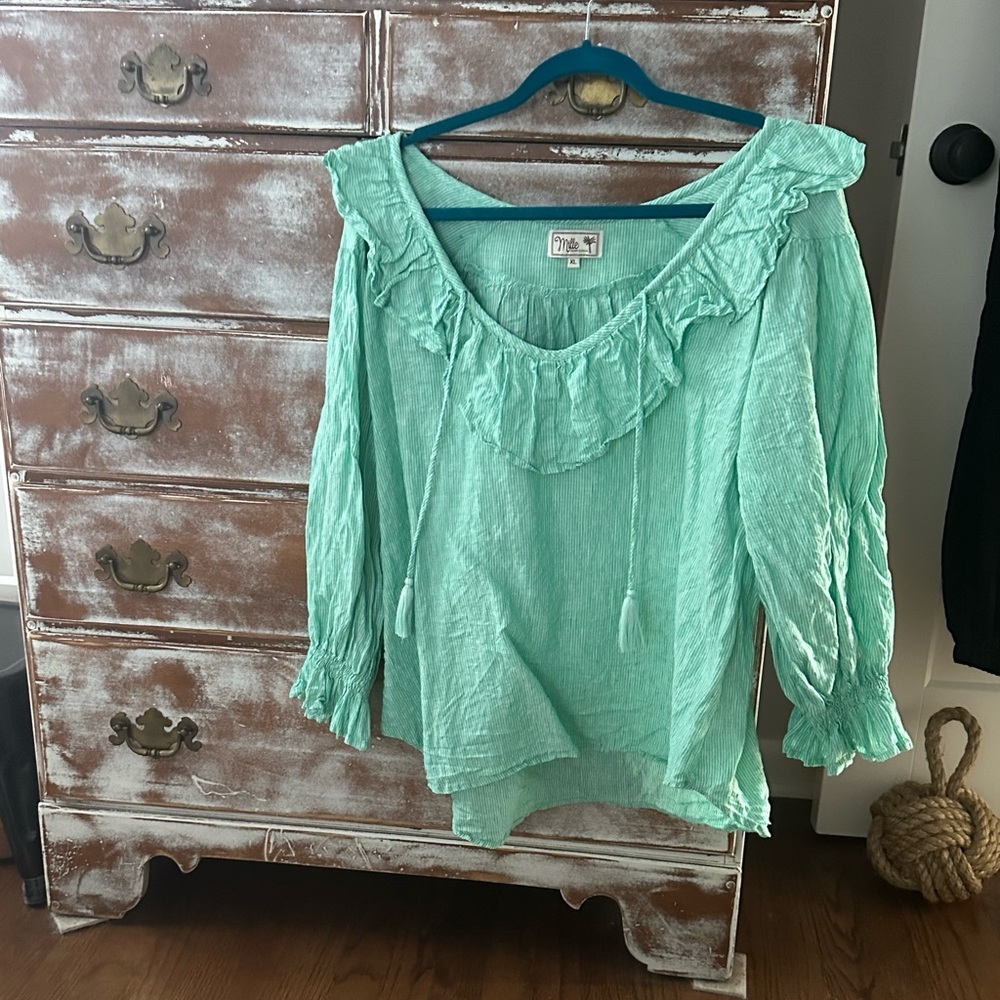 Mille May top in Green stripe